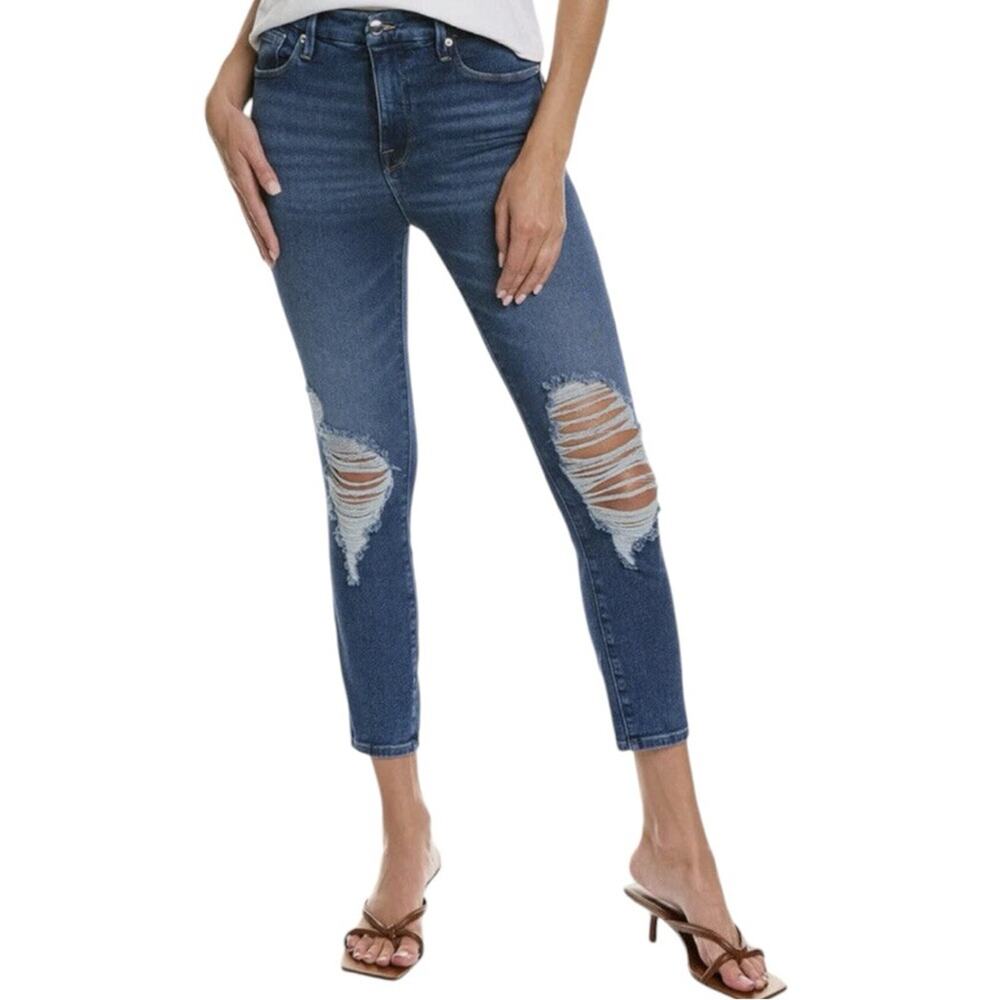 NWT Good American Good Waist Crop Skinny Jean Shadow Pocket Sz 0/25 Retail $159